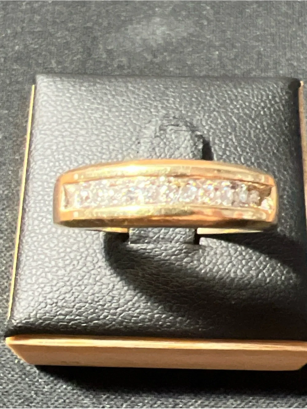 14k Yellow Gold Genuine Channel-Set Row 11 White Diamonds Mens Ring Size 10.75